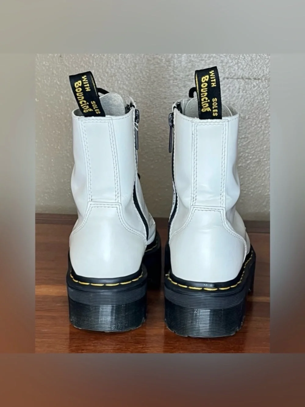 Dr. Doc Martens Jadon Platform Leather Zip Combat Boots Goth Grunge Festival - Picture 9 of 14